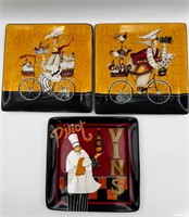 3 French Market Chef Plates