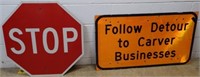 (2) Retired Road Signs - Stop & Detour