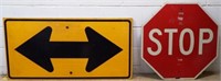 (2) Retired Wooden Road Signs - Stop & Arrow