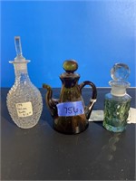 Vintage glass bottles set of 3
