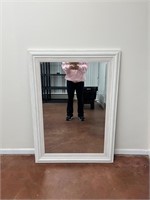 32”x45” white wood framed hanging wall mirror B