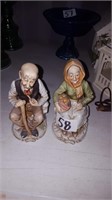 Old Farmer Couple Figurines