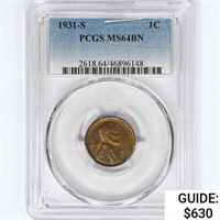 1931-S Wheat Cent PCGS MS64 BN