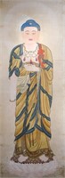 Chinese Watercolor on Paper Scroll Buddha