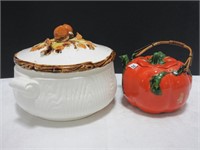 JAPAN COVERED BOWL AND TOMATO TEAPOT