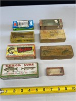 8 VINTAGE FISHING LURE EMPTY BOXES