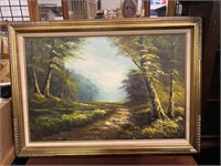 Cambell Oil Canvas Nature Scene W/ Auto Vintage