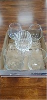 5 assorted wine and Brandy glasses