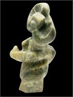 Abstract Green Stone Carved Sculpture.