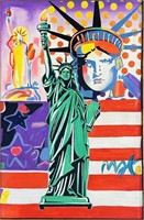 PETER MAX OIL ON CANVAS (LARGE)STATUE OF LIBERTY