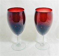VINTAGE LOT OF 2 AMETHYST HAND BLOWN GLASSES