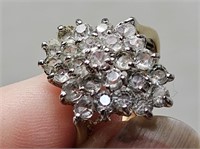 CS 18K GOLD Ring 25 DIAMOND Cluster