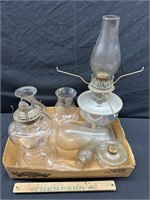 Oil lamp and globe lot