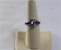 Blue and white sapphire dinner ring