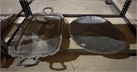 Silver Plate Serving Tray and Metal Turkey Tray