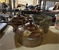 Brass Coffee Pitcher, Decorative Urn, and Metal Bu