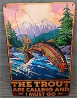"Trout Are Calling" Tin Sign