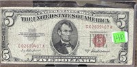 1953-A $5 RED SEAL CURRENCY NOTE