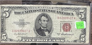 1953-A $5 RED SEAL CURRENCY NOTE