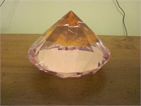 W535 - Large Glass Diamond Shaped Paperweight