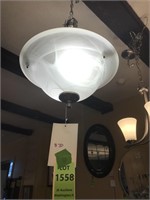 Large swirled frosted glass shade ceiling light