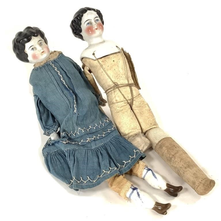 2 China Head Dolls 12" to 13"