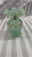 FENTON Green Melon VASE Opalescent Draped