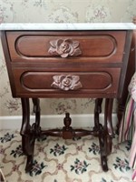 Victorian Style Nightstand with Marble Top
