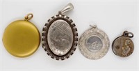 Antique locket and medal jewellery group