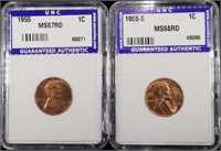 1955 & 1955-S LINCOLN CENT UNCCOINS RD