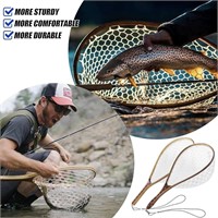 2 PACK! Wooden Fishing Net with Soft Rubber Net
