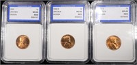 1955, 1955-D, & 1955-S LINCOLN CENT UNCCOINS RD