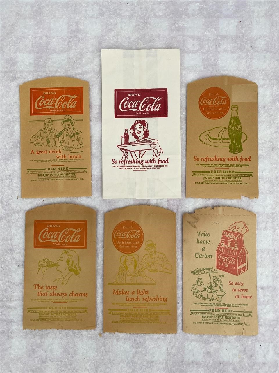 Lot: 6-Vtg Coca-Cola No-Drip Bottle Protectors