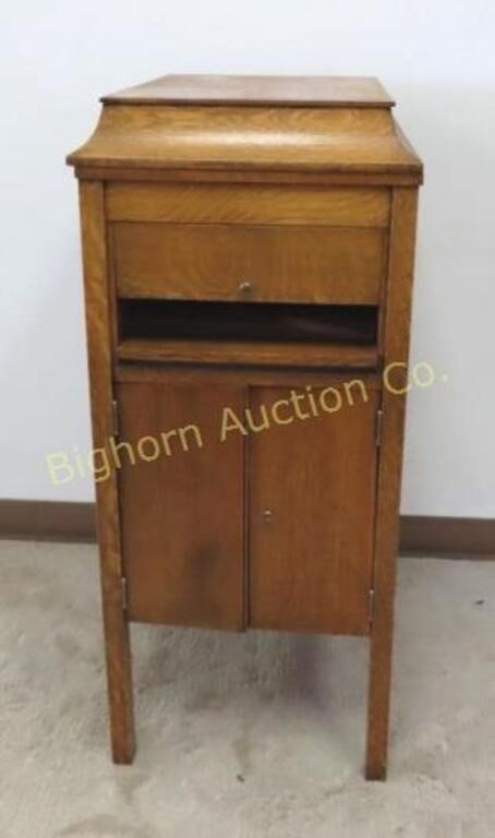 Antique Oak Victor Record Player Cabinet