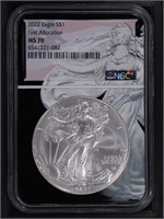 2022 $1 American Silver Eagle NGC MS70 Type 2