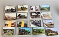 VERY LARGE LOT OF VINTAGE TRAIN POSTCARDS