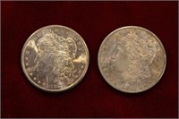 2pcs Morgan Silver Dollars, Toned