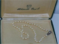 Boxed Mikimoto pearl necklace