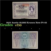 1922 Austia 10,000 Kronen Note P# 65 Grades vf++