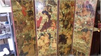 Antique Victorian Decoupage Tri-fold Screen