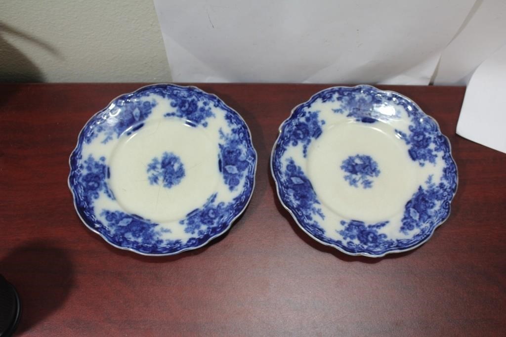 A Pair of Flow Blue Plates