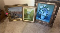 OIL PAINTINGS WITH GOLD WOODEN FRAMES