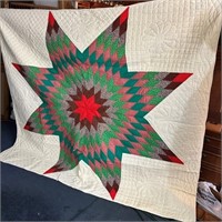Hand Sewn 8pt Texas Star Pattern Quilt