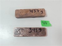 2 Copper Bars - 437g & 341g