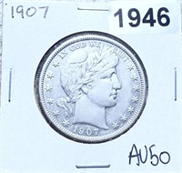 1907 Barber Half Dollar ABOUT UNCIRCULATED