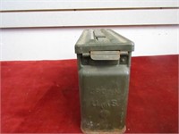 Vintage flaming bomb .30 M1 ammunition box.