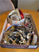 Box of Jewelry Parts, Pieces, Coin Purses & ???