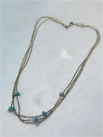 Vtg Liquid Silver SW Turquoise Necklace Unmarked