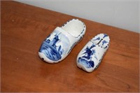 2 Handpainted Shoes & Blue & White Holland