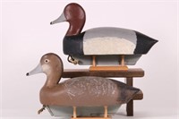 Pair of Hen and Drake Redheads Duck Decoys by Art